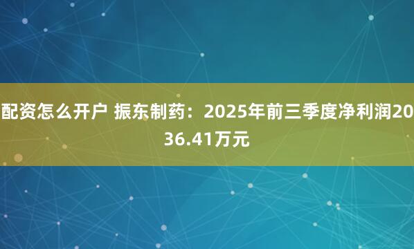 配资怎么开户 振东制药：2025年前三季度净利润2036.41万元
